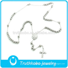 TKB-JN0035 Trendy Top Quality Stainless Steel Catholic Rosary Necklace Virgin Mary Crucifix serenity prayer Beads